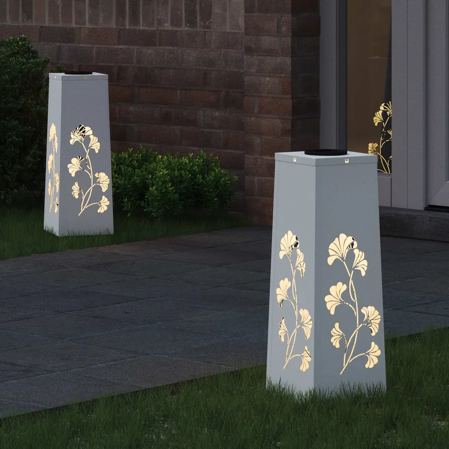 Lumière de chemin LED solaire 2 pcs Blanc chaud 18 x 18 x 50 cm - 3