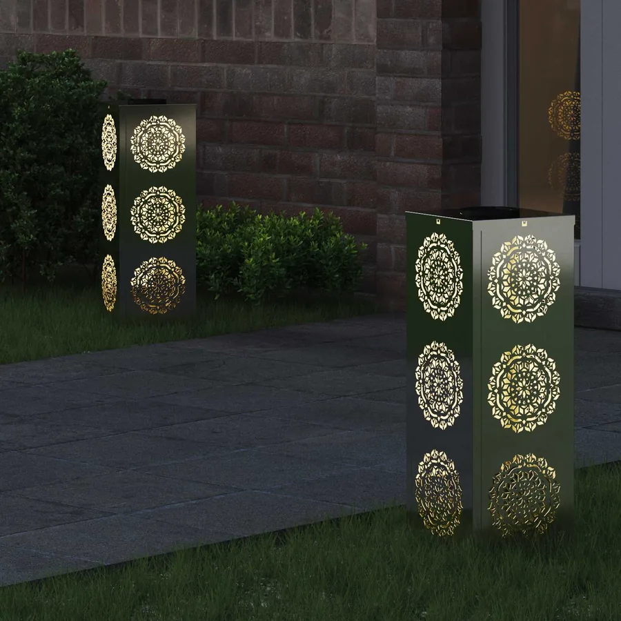 Lumière de chemin LED solaire 2 pcs Blanc chaud 18 x 18 x 50 cm - 3