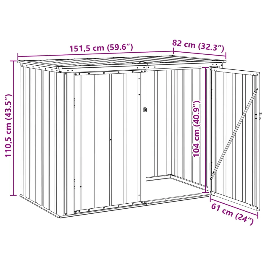 Boîte de Rangement de Jardin Noir 151,5 x 82 x 110,5 cm Acier - 14