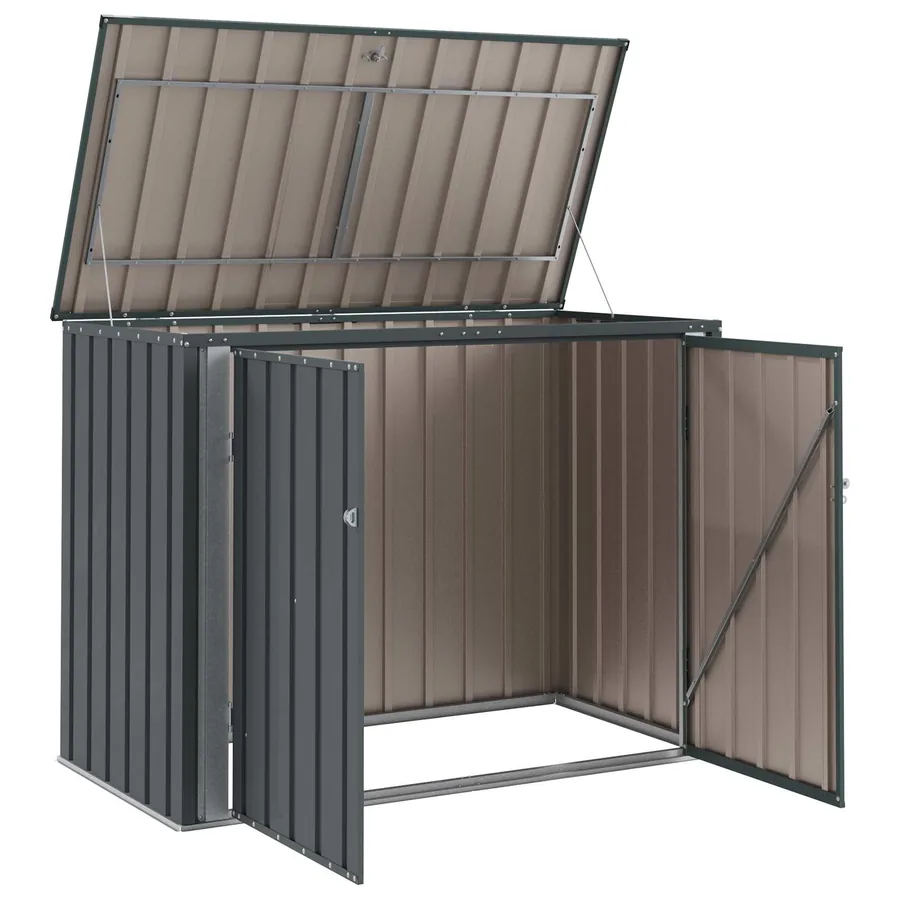 Boîte de Rangement de Jardin Noir 151,5 x 82 x 110,5 cm Acier - 6