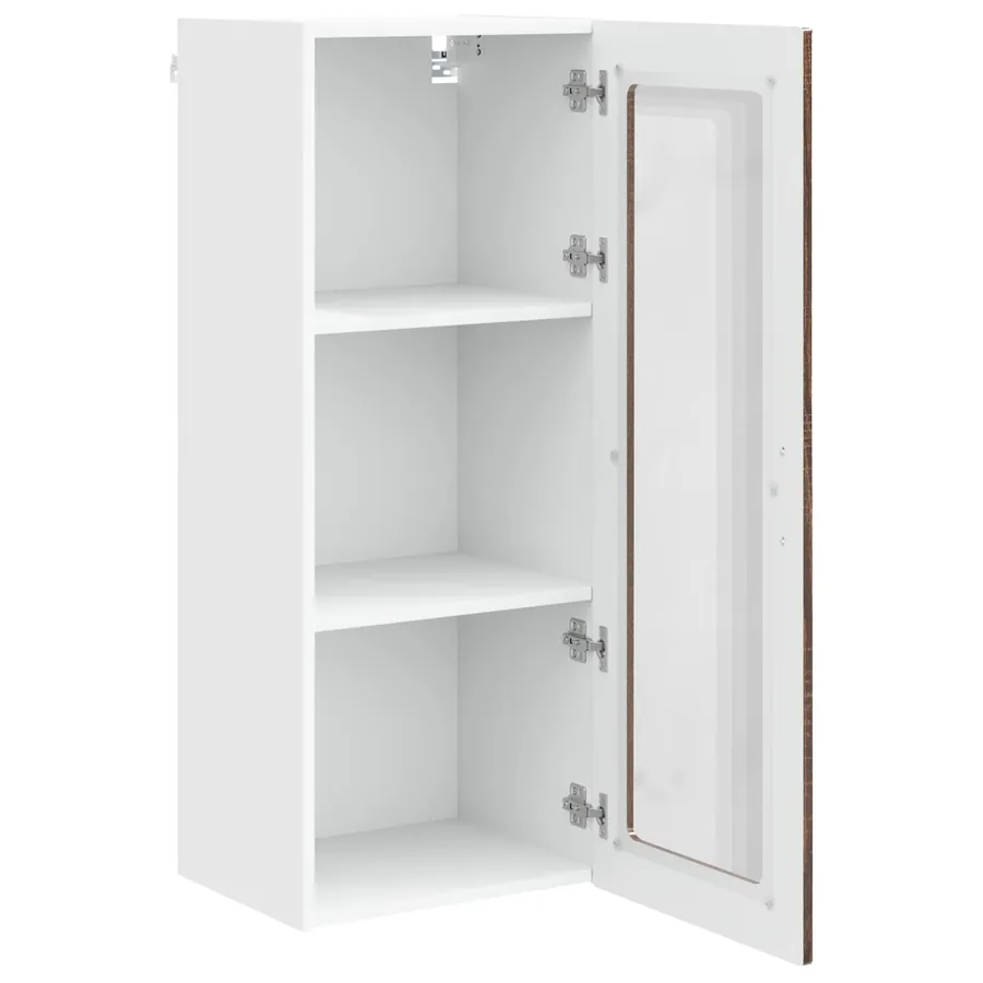 Cabinet en verre mural PORTO Chêne brun 40 x 31 x 100 cm - 5