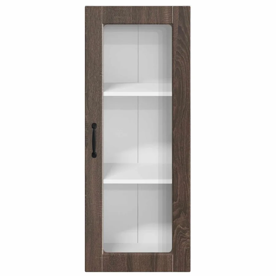 Cabinet en verre mural PORTO Chêne brun 40 x 31 x 100 cm - 6