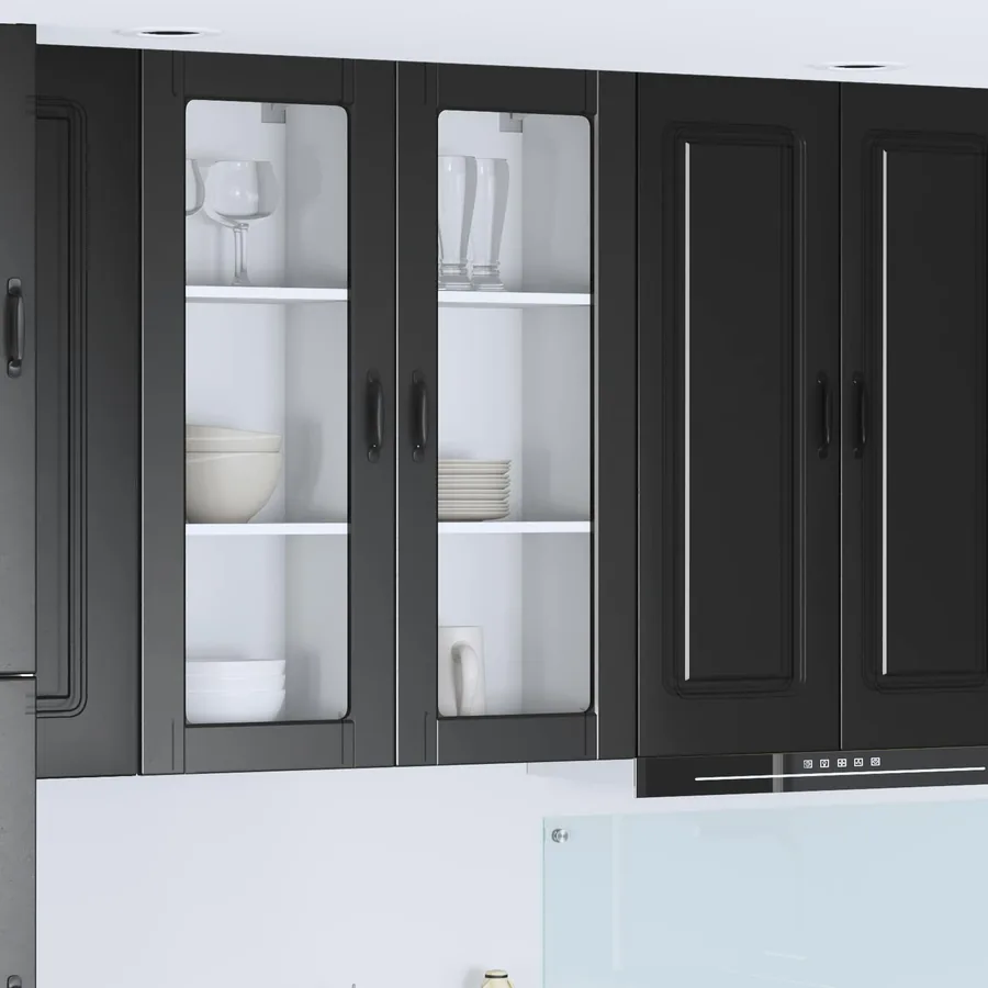 Cabinet en verre mural PORTO Noir 40 x 31 x 100 cm