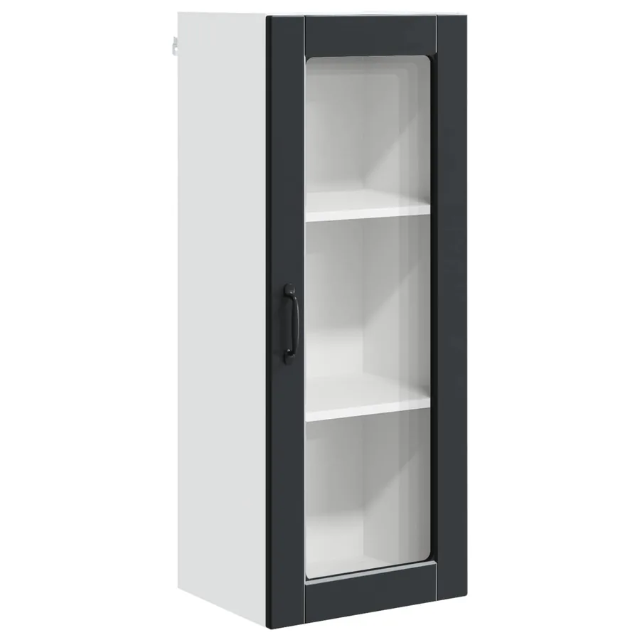 Cabinet en verre mural PORTO Noir 40 x 31 x 100 cm - 2