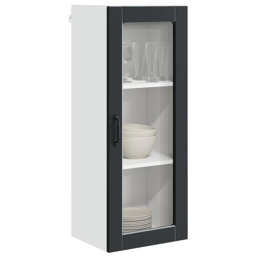 Cabinet en verre mural PORTO Noir 40 x 31 x 100 cm - 3