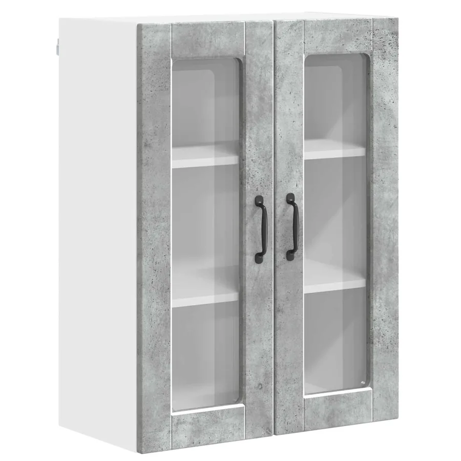 Cabinet en verre mural PORTO Gris béton 60 x 31 x 80 cm - 2