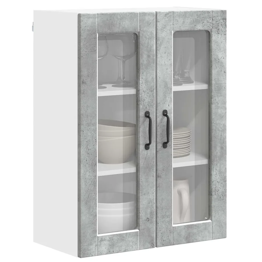 Cabinet en verre mural PORTO Gris béton 60 x 31 x 80 cm - 3