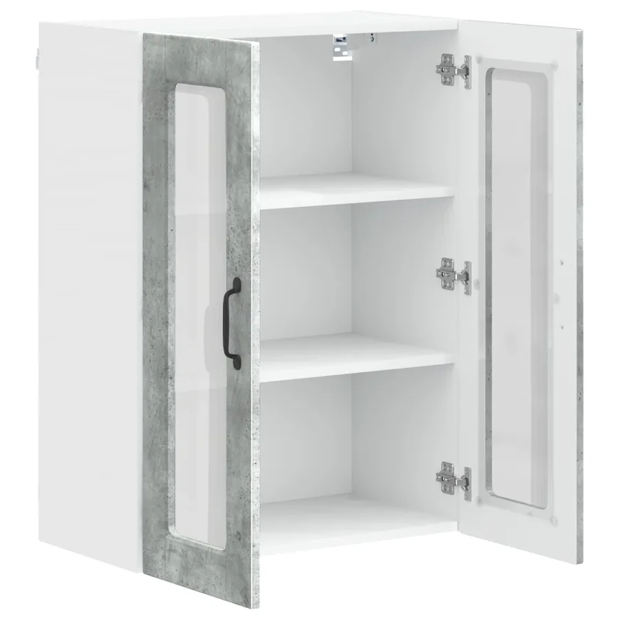 Cabinet en verre mural PORTO Gris béton 60 x 31 x 80 cm - 5
