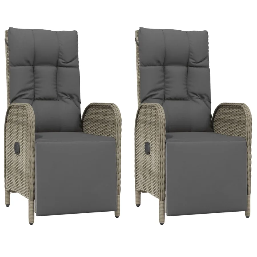 Chaises inclinables d'extérieur et coussins lot de 2 Poly rotin - 2