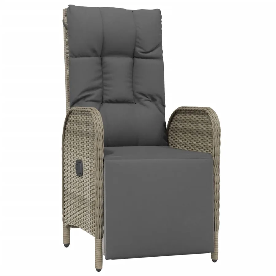 Chaises inclinables d'extérieur et coussins lot de 2 Poly rotin - 3