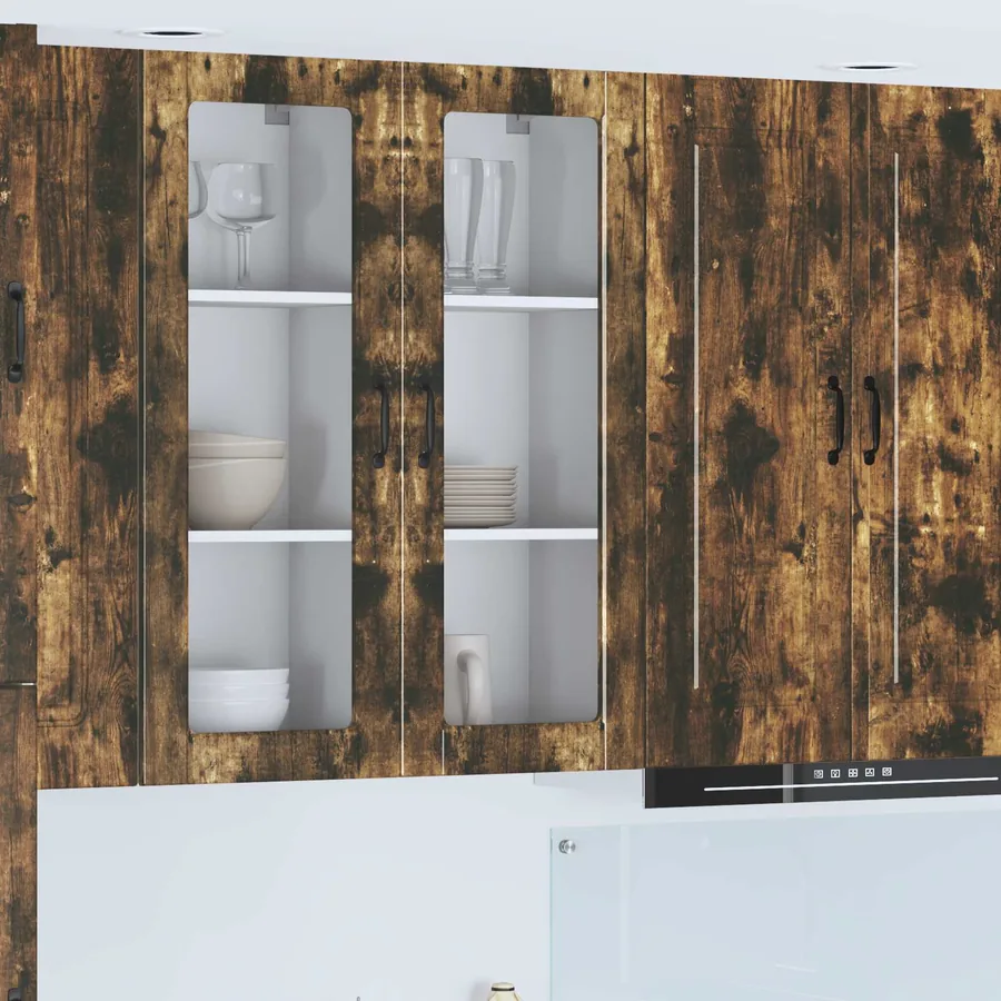 Cabinet en verre mural PORTO Chêne fumé 40 x 31 x 100 cm