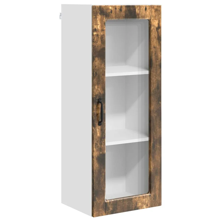 Cabinet en verre mural PORTO Chêne fumé 40 x 31 x 100 cm - 2