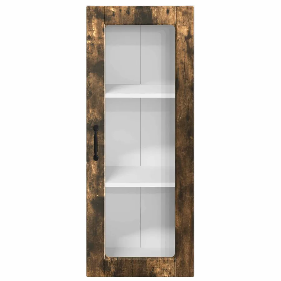 Cabinet en verre mural PORTO Chêne fumé 40 x 31 x 100 cm - 6