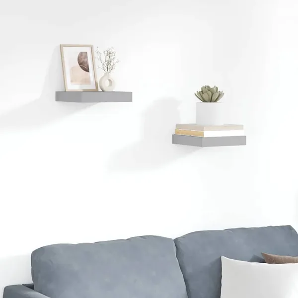 Étagères murales flottantes 2 pcs gris 23x23,5x3,8 cm MDF