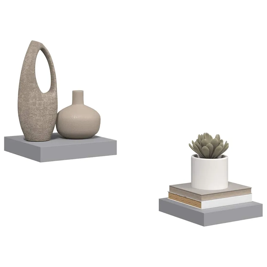 Étagères murales flottantes 2 pcs gris 23x23,5x3,8 cm MDF - 5