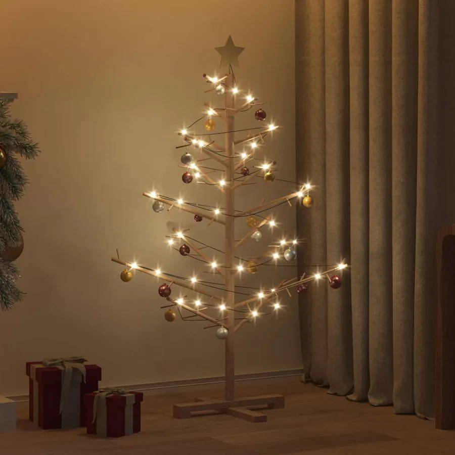 Arbre de Noël en bois Marron 125 cm Bois de pin massif