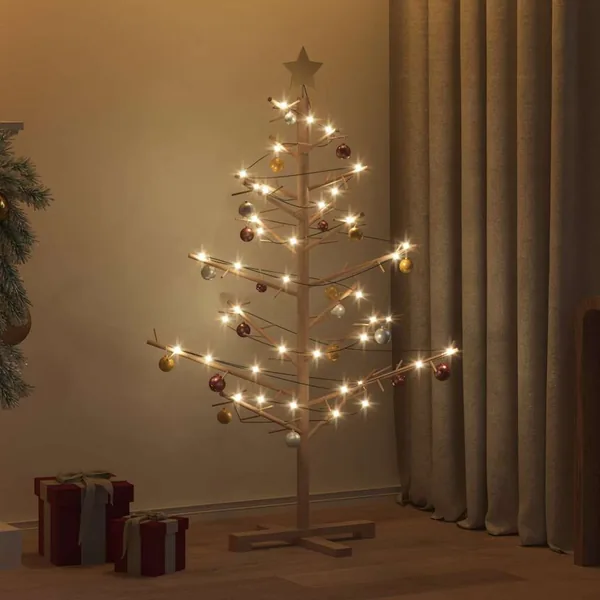 Arbre de Noël en bois Marron 125 cm Bois de pin massif