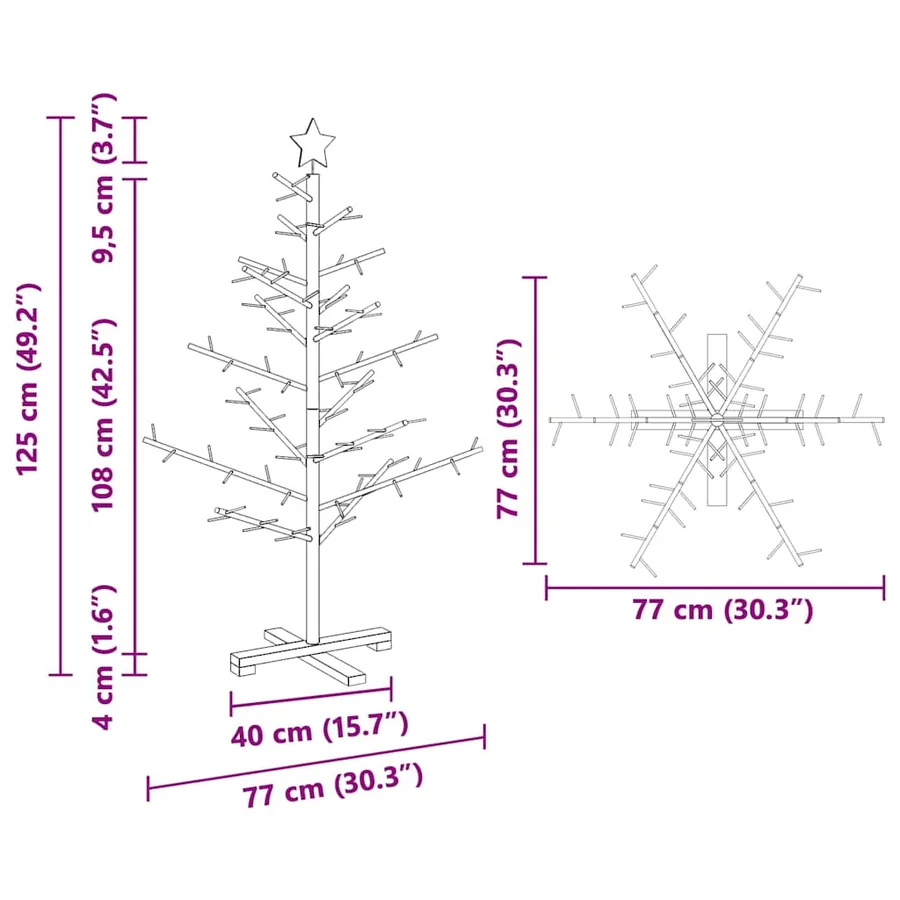 Arbre de Noël en bois Marron 125 cm Bois de pin massif - 11