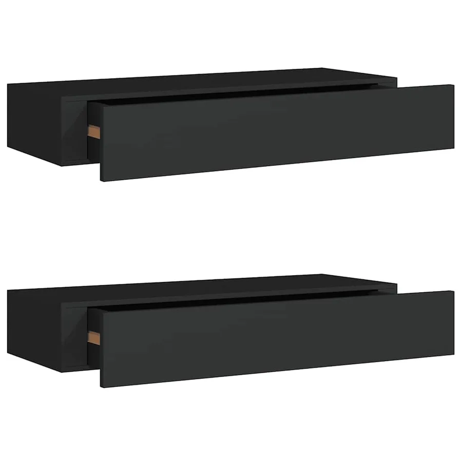 Étagères à tiroirs murales 2 pcs Noir 60x23,5x10 cm MDF - 2