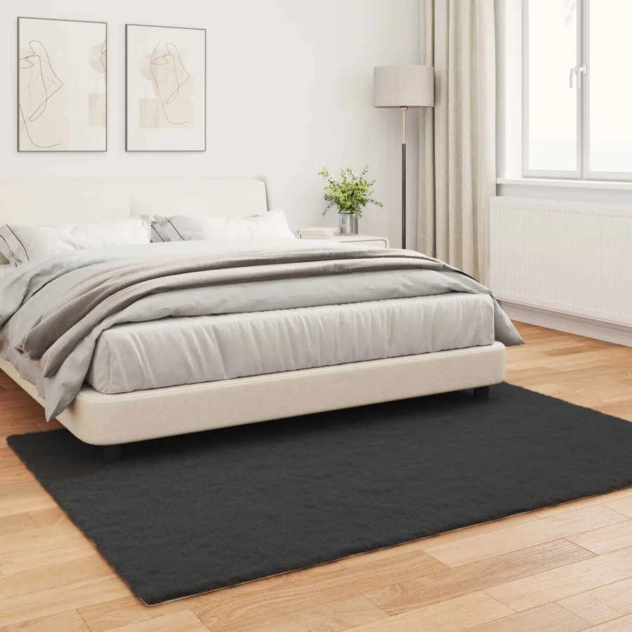 Tapis antidérapant en fausse de lapin OLITE Noir 140 x 200 cm - 4