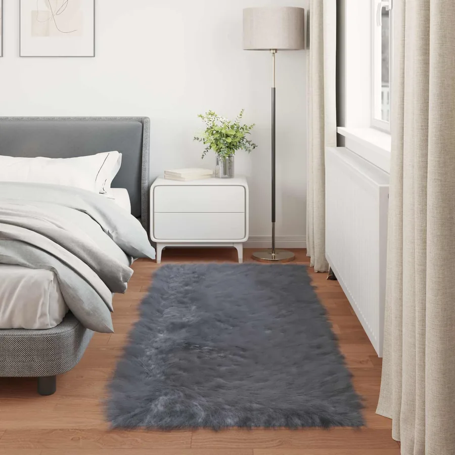 Tapis en fausse TAFALLA Anthracite 100 x 200 cm Polyester - 4
