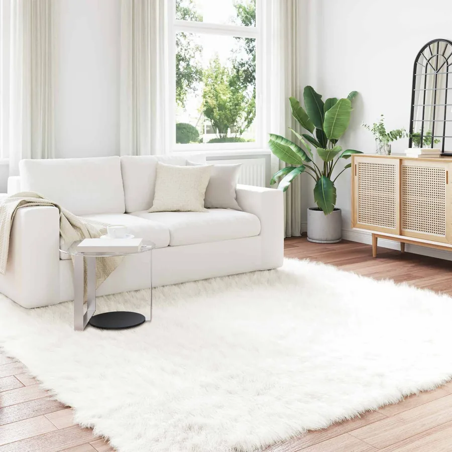 Tapis en fausse TAFALLA Blanc 240 x 240 cm Polyester