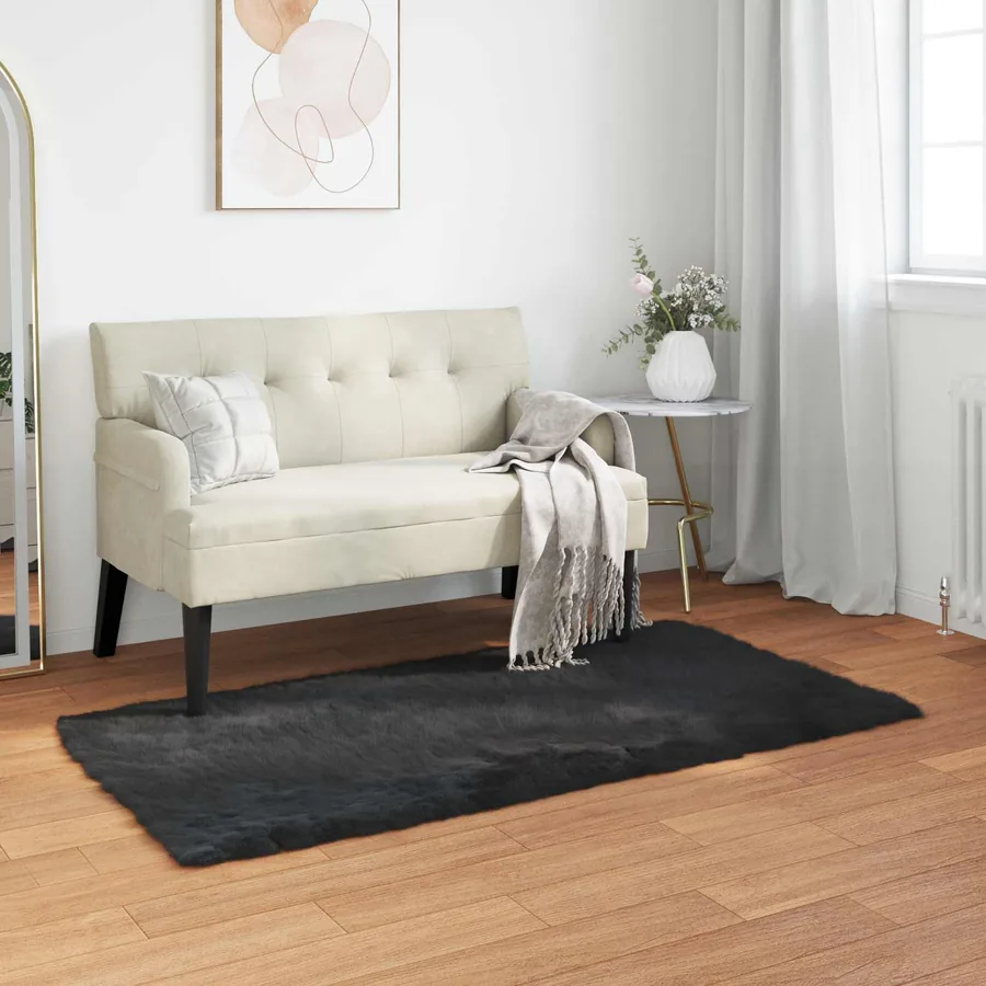 Tapis en fausse TAFALLA Noir 80 x 150 cm Polyester