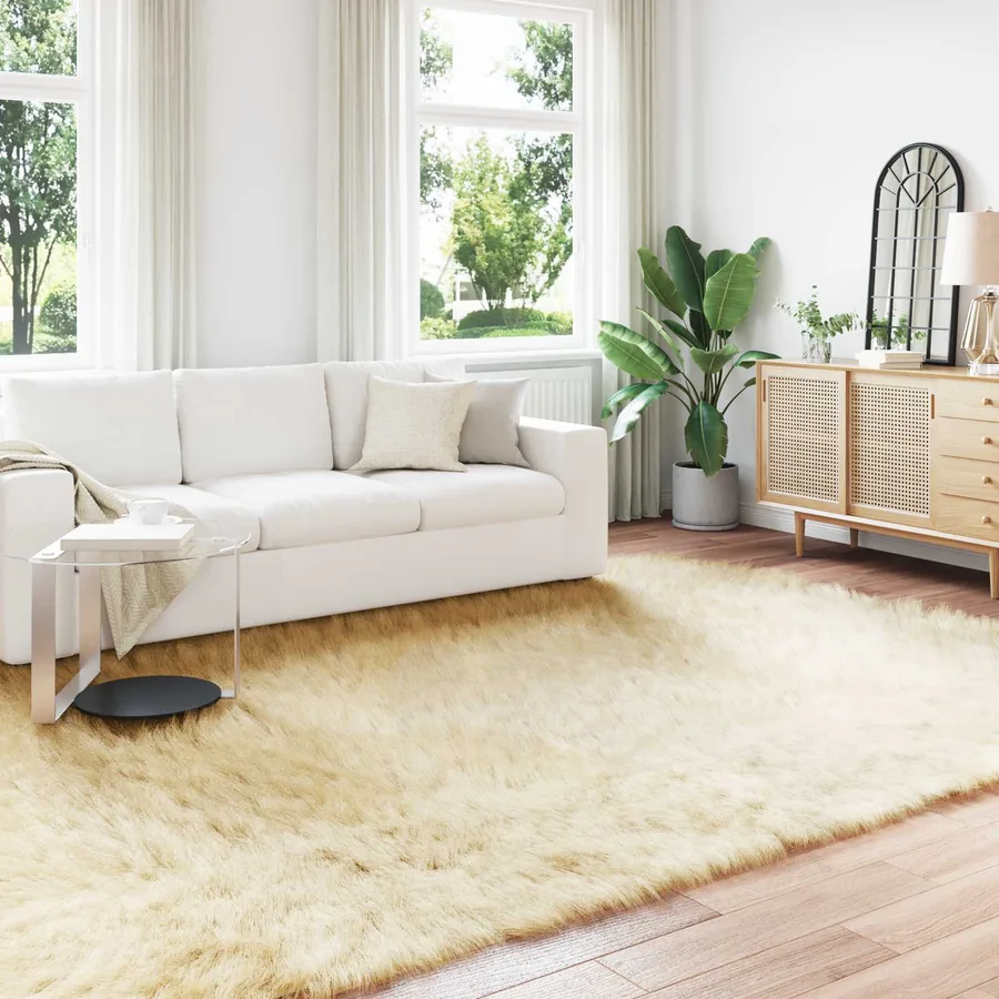 Tapis en fausse TAFALLA Crème 200 x 280 cm Polyester