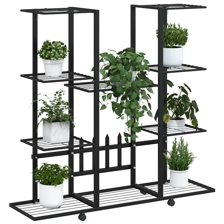Jardinière avec roues 94,5x24,5x91,5 cm Noir Fer - 4