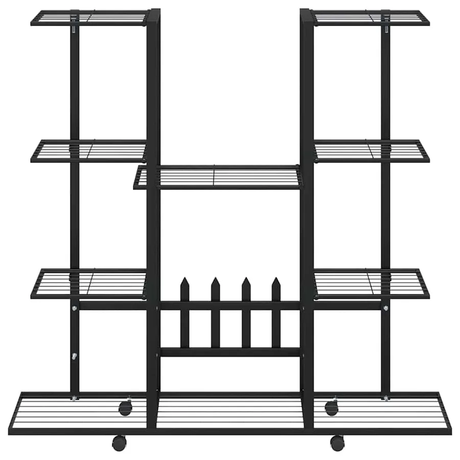 Jardinière avec roues 94,5x24,5x91,5 cm Noir Fer - 5