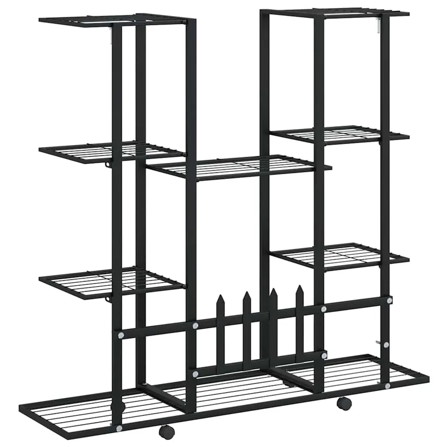 Jardinière avec roues 94,5x24,5x91,5 cm Noir Fer - 7