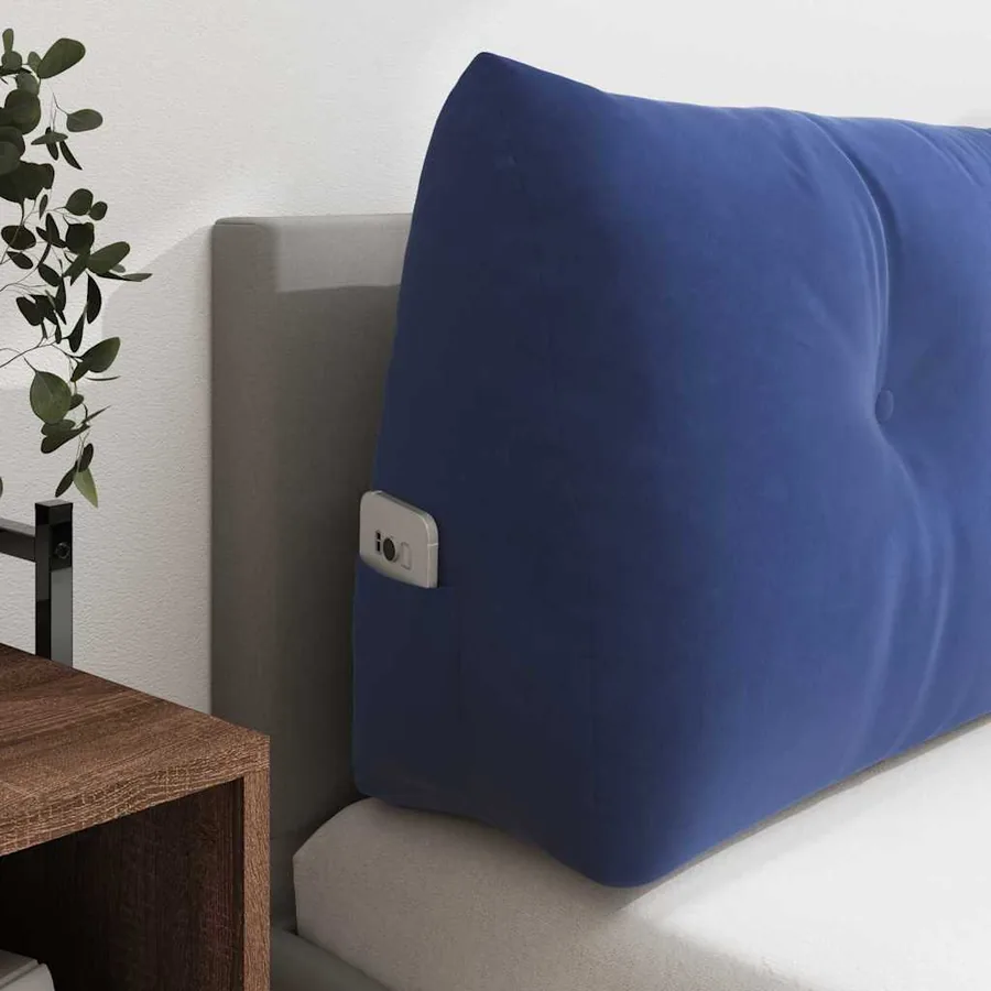 Coussin de Dos Bleu police 140 x 24 x 50 cm Velours - 5