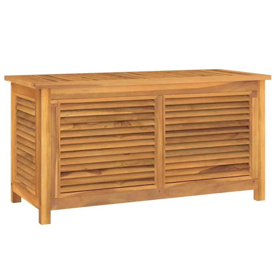 Boîte de rangement jardin et sac 114x50x58 cm bois massif teck - 2