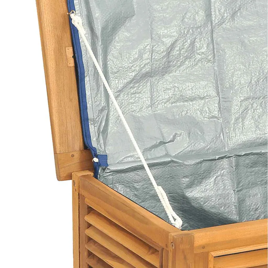 Boîte de rangement jardin et sac 114x50x58 cm bois massif teck - 8