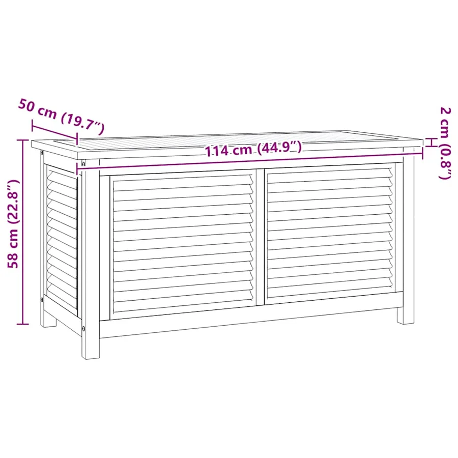 Boîte de rangement jardin et sac 114x50x58 cm bois massif teck - 9