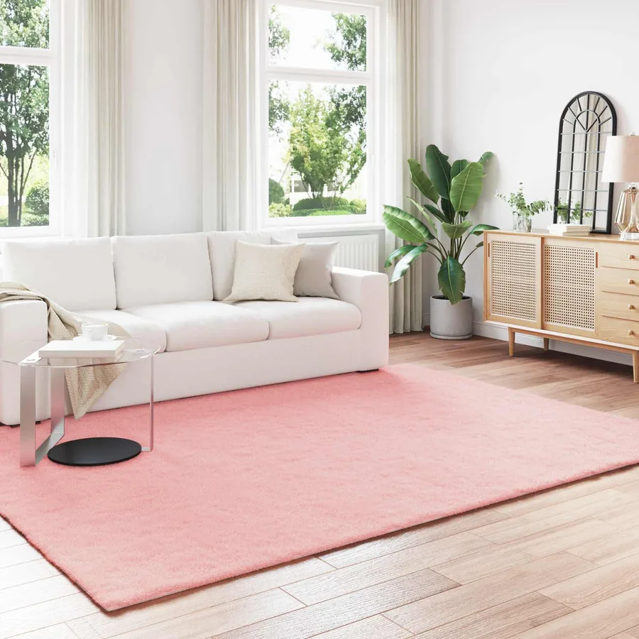 Tapis antidérapant en fausse de lapin OLITE Rose 240 x 340 cm
