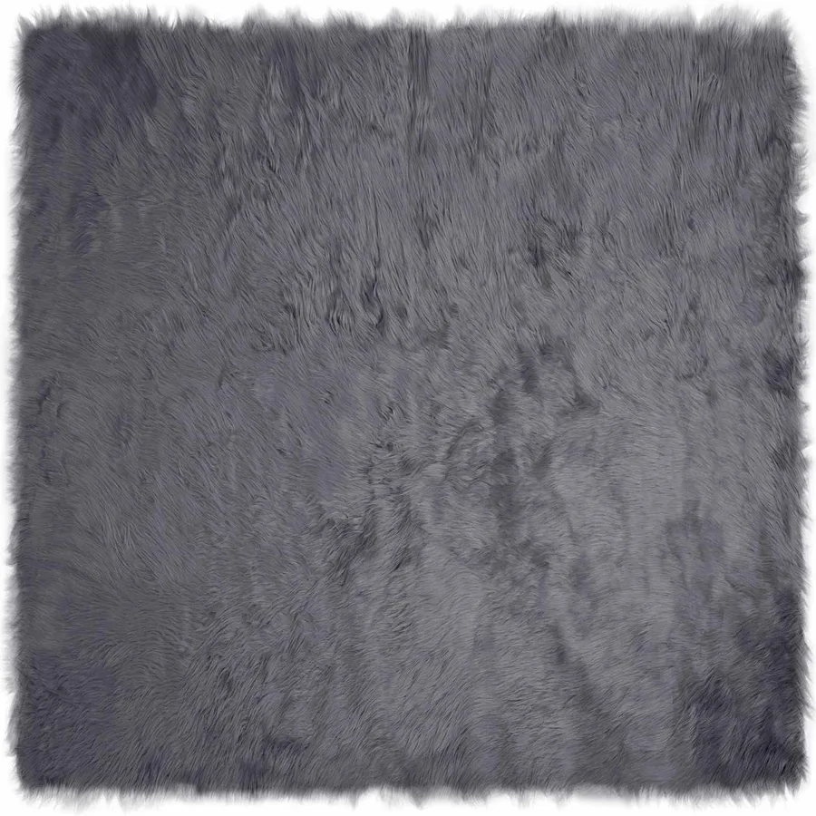 Tapis en fausse TAFALLA Anthracite 160 x 160 cm Polyester - 2