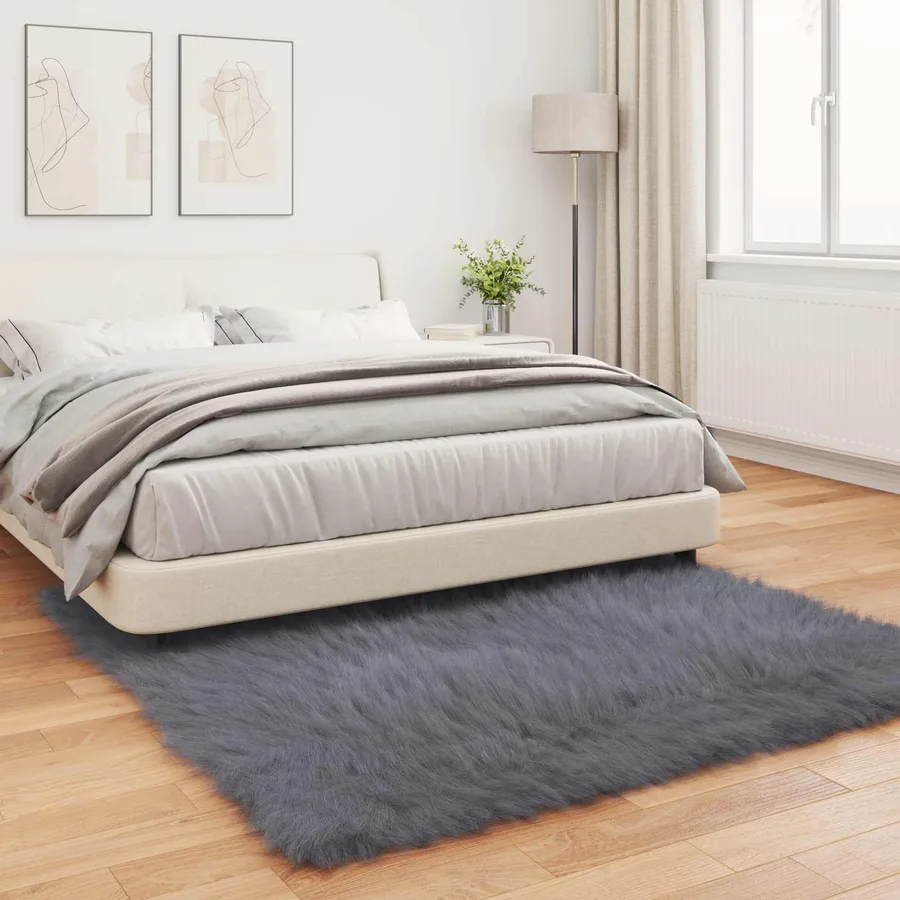 Tapis en fausse TAFALLA Anthracite 160 x 160 cm Polyester - 4