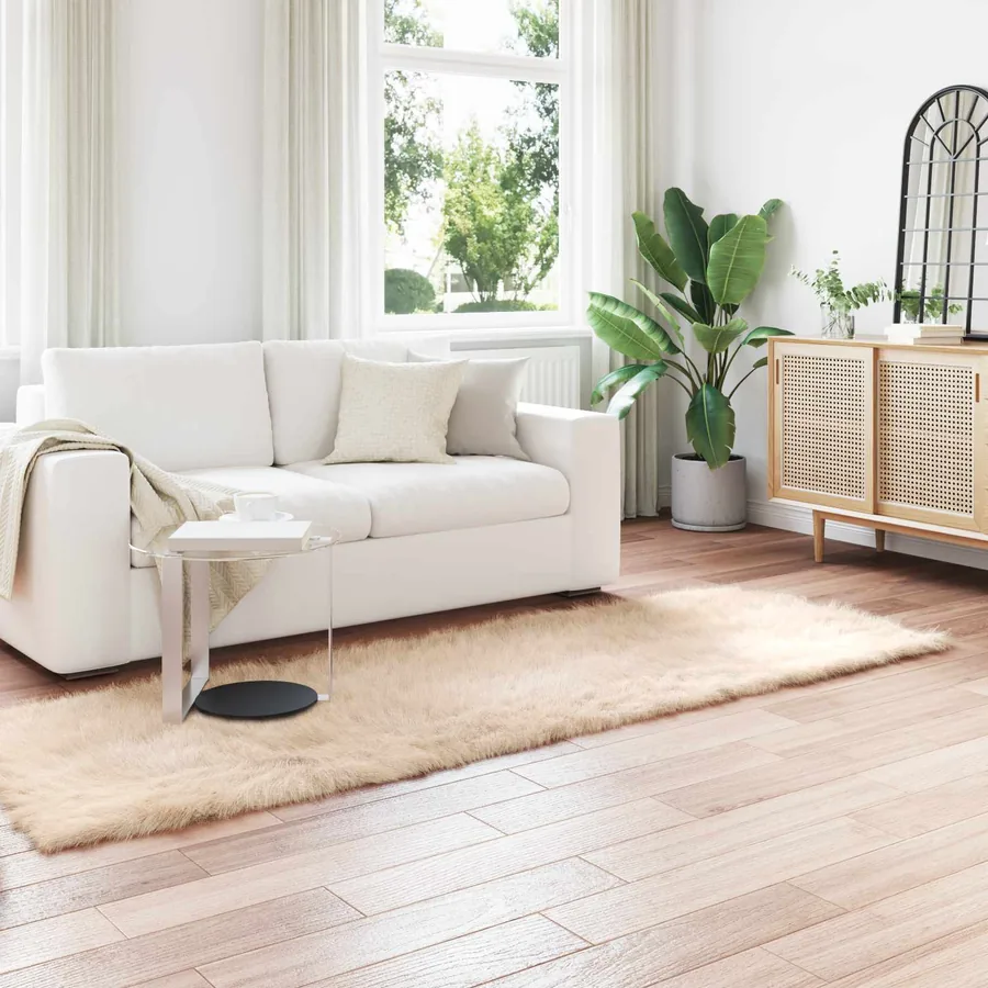 Tapis en fausse TAFALLA Beige 80 x 250 cm Polyester