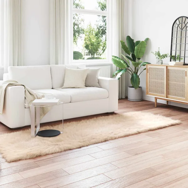 Tapis en fausse TAFALLA Beige 80 x 250 cm Polyester