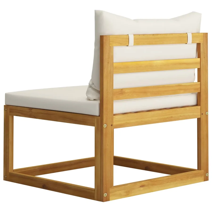 Salon de jardin 11 pcs avec coussin Crème Bois d'acacia solide - 14