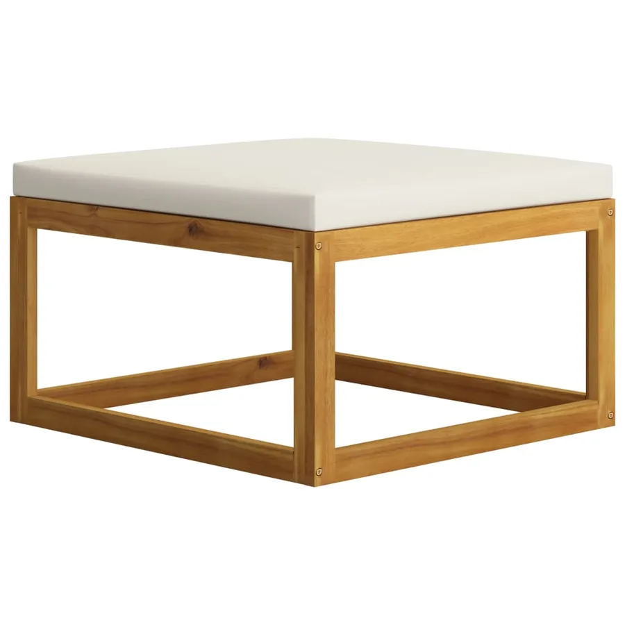 Salon de jardin 11 pcs avec coussin Crème Bois d'acacia solide - 17