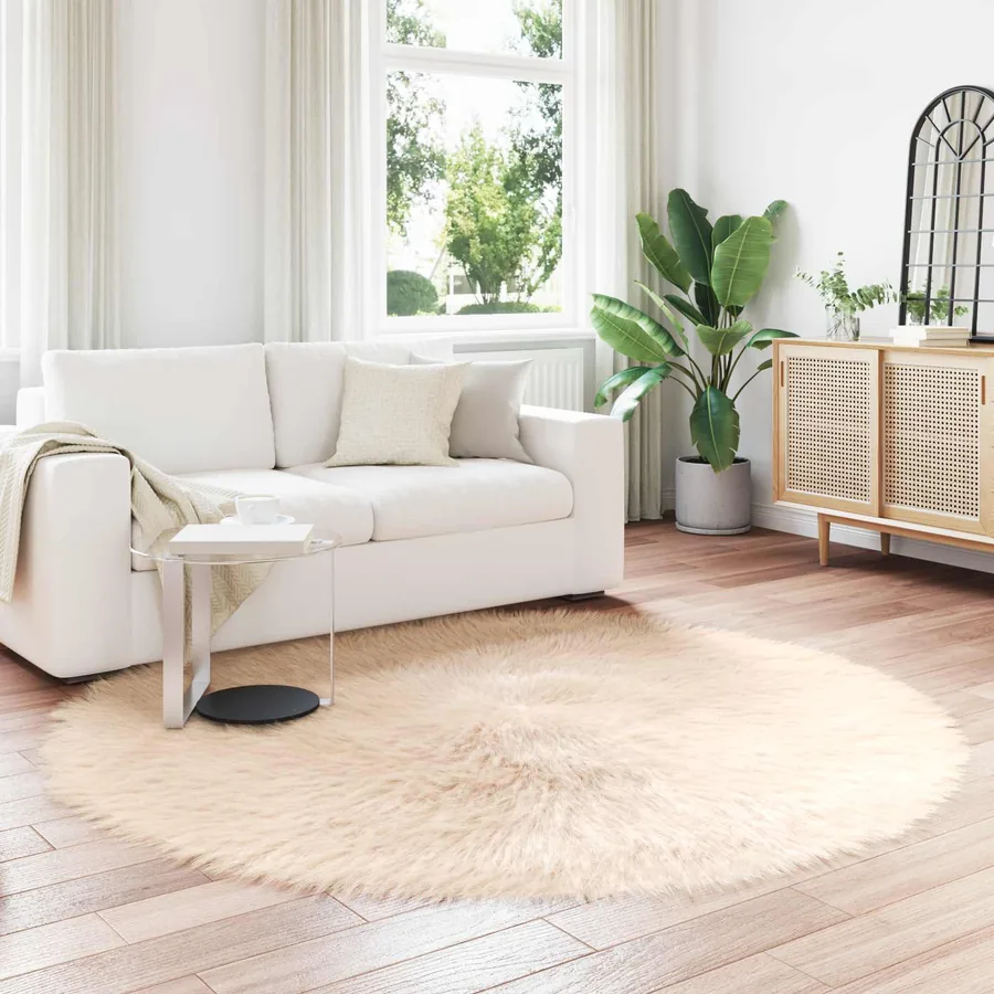 Tapis en fausse TAFALLA Beige Ø 160 cm Polyester