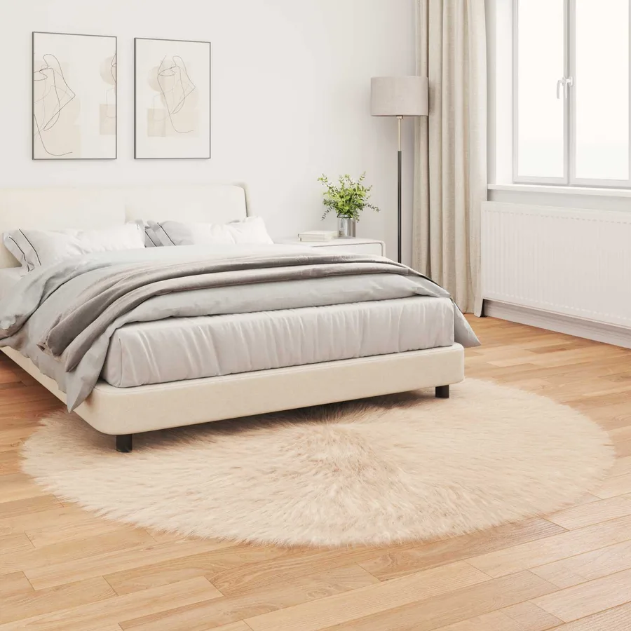 Tapis en fausse TAFALLA Beige Ø 160 cm Polyester - 4
