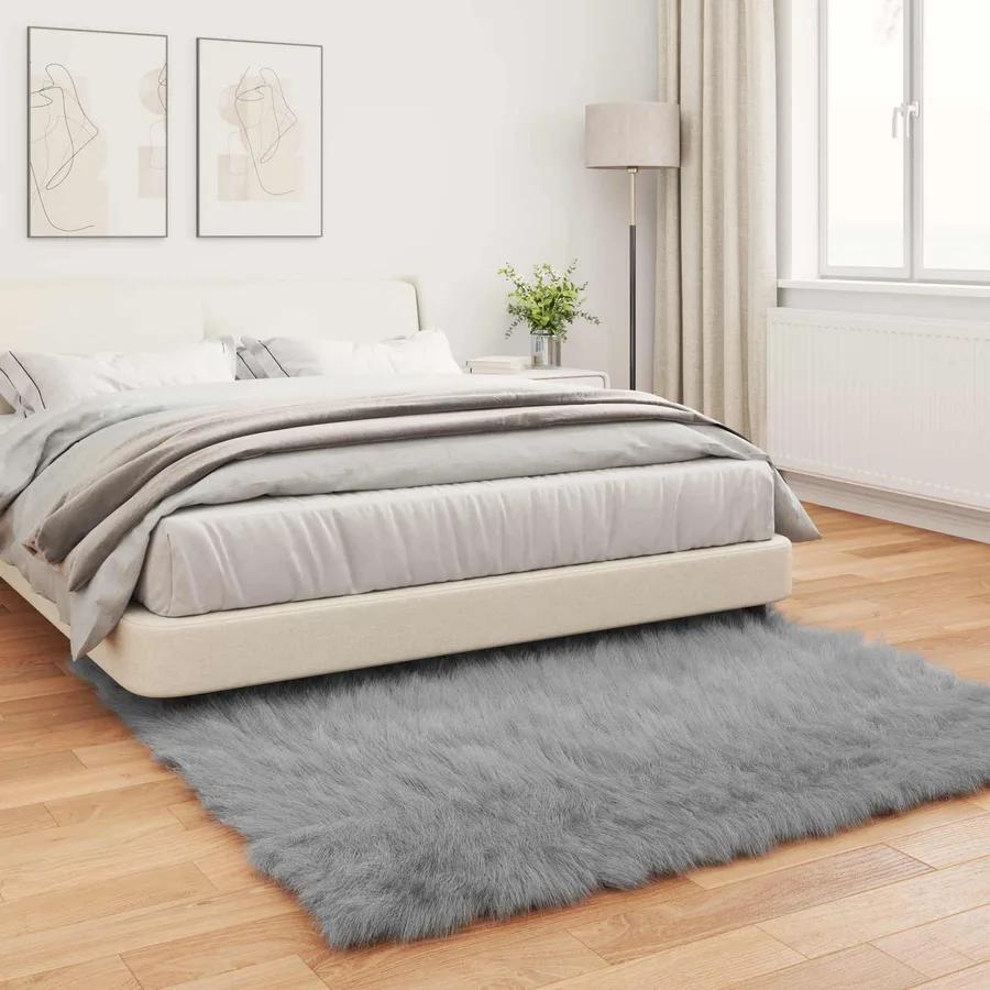 Tapis en fausse TAFALLA Gris 160 x 160 cm Polyester - 4