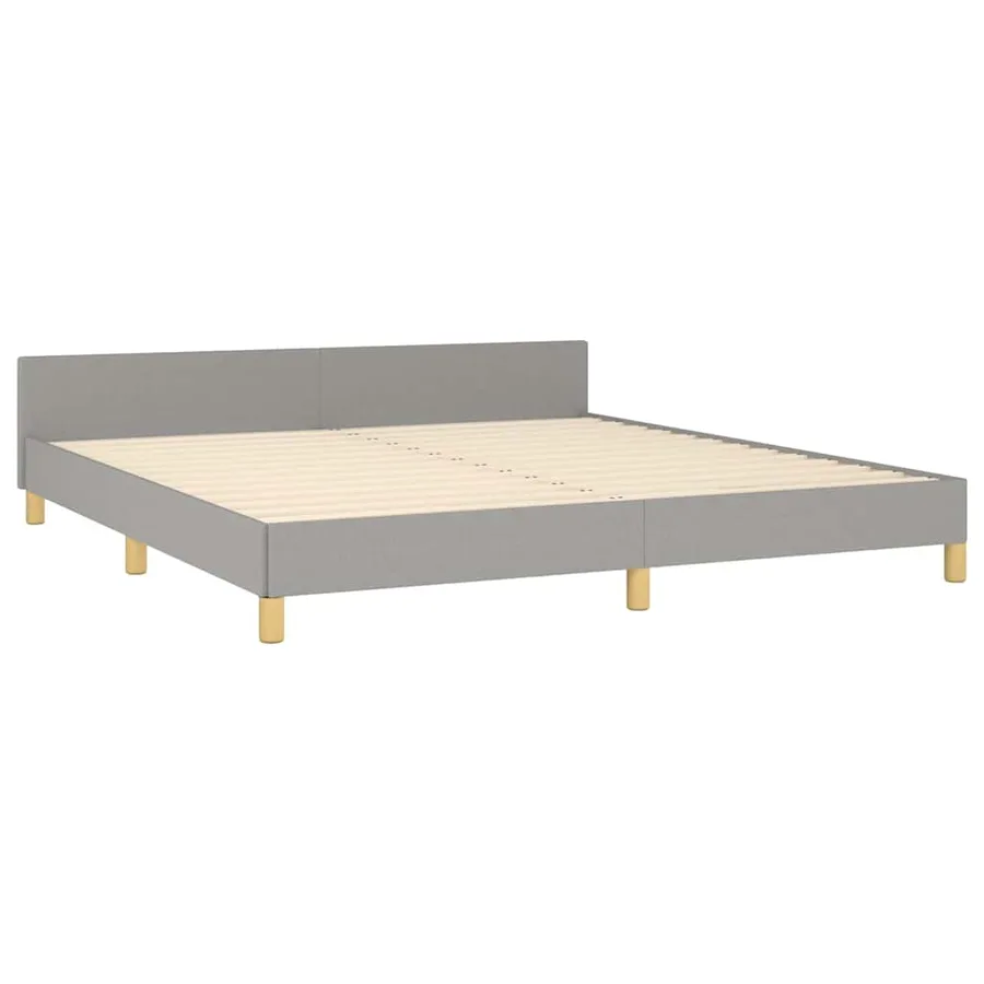 Cadre de lit sans matelas gris clair 160x200 cm tissu - 4