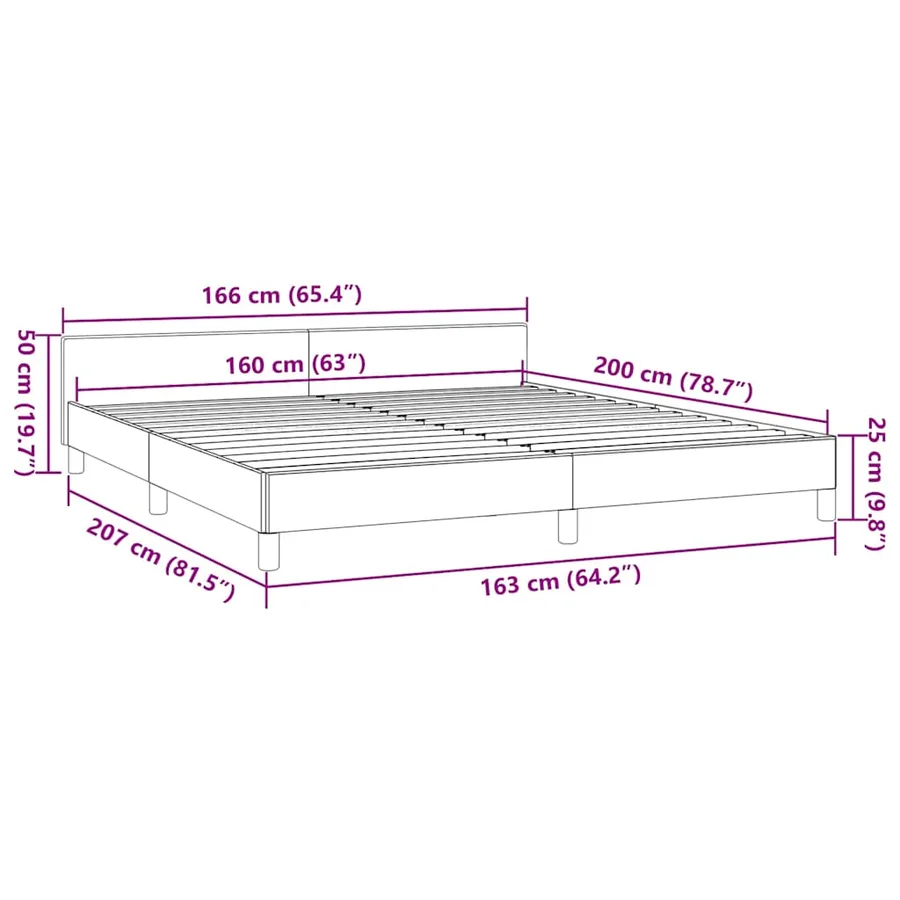 Cadre de lit sans matelas gris clair 160x200 cm tissu - 9