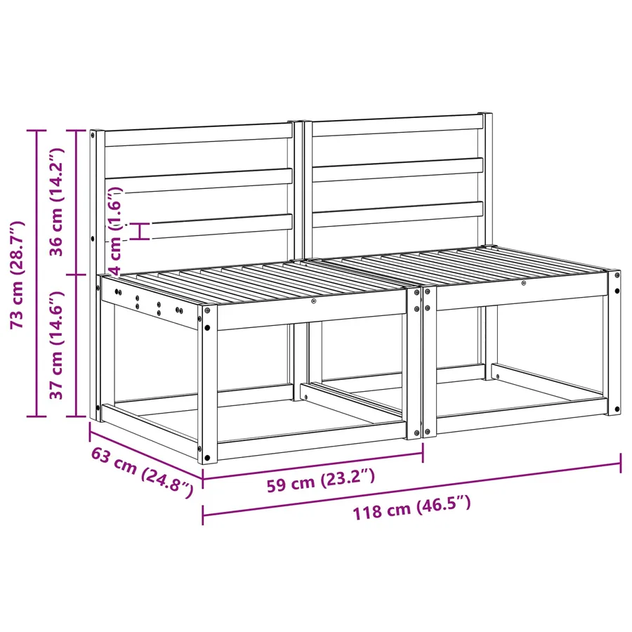 2 Pièce Sofa de milieu extérieur Bois d'Acacia Massif Naturel - 8
