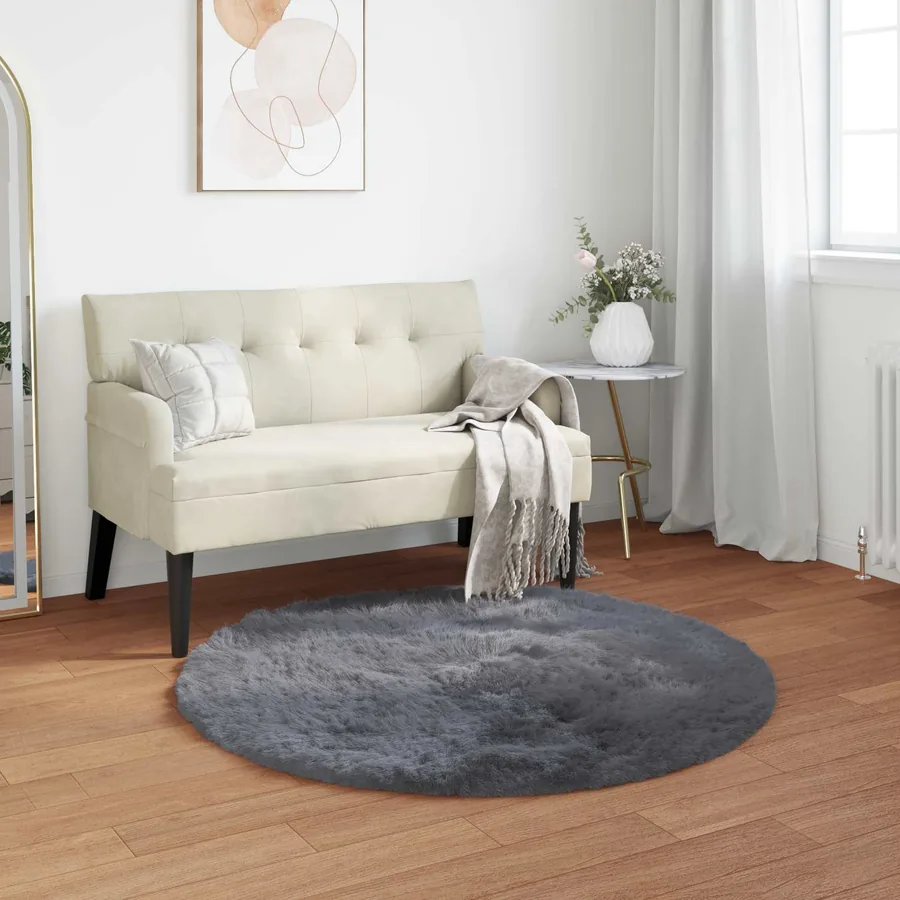 Tapis en fausse TAFALLA Anthracite Ø 120 cm Polyester