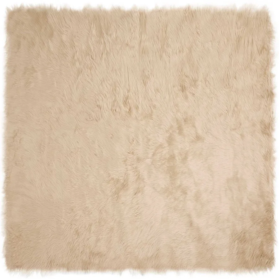 Tapis en fausse TAFALLA Beige 200 x 200 cm Polyester - 2